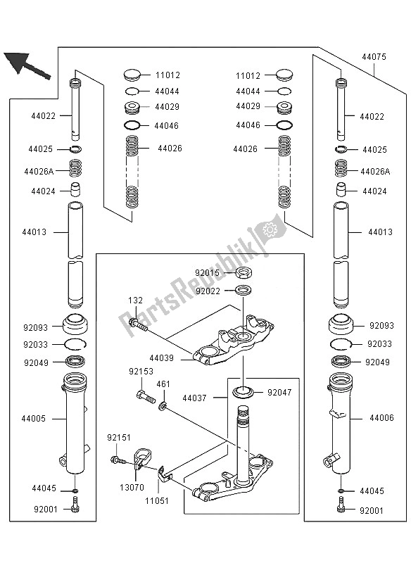 Todas las partes para Tenedor Frontal de Kawasaki KLX 110 2005