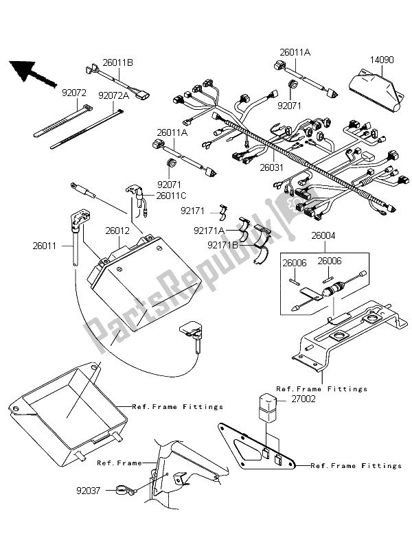 Alle onderdelen voor de Chassis Elektrische Apparatuur van de Kawasaki KFX 700 KSV 700B6F 2006