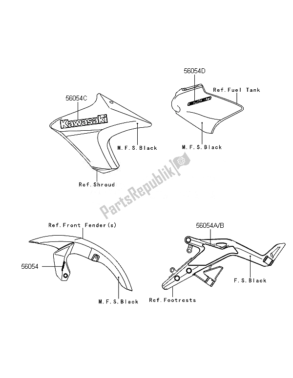 All parts for the Decals (p. F. S. White) of the Kawasaki ER 6N ABS 650 2014