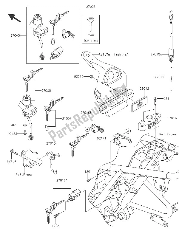 Tutte le parti per il Interruttore Di Accensione del Kawasaki W 800 2016