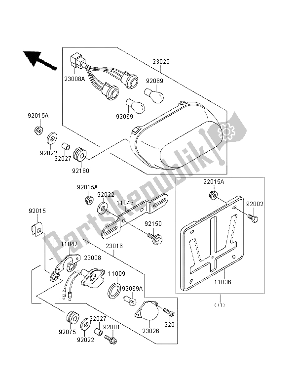 Toutes les pièces pour le Feu Arrière du Kawasaki ZZR 1100 1995