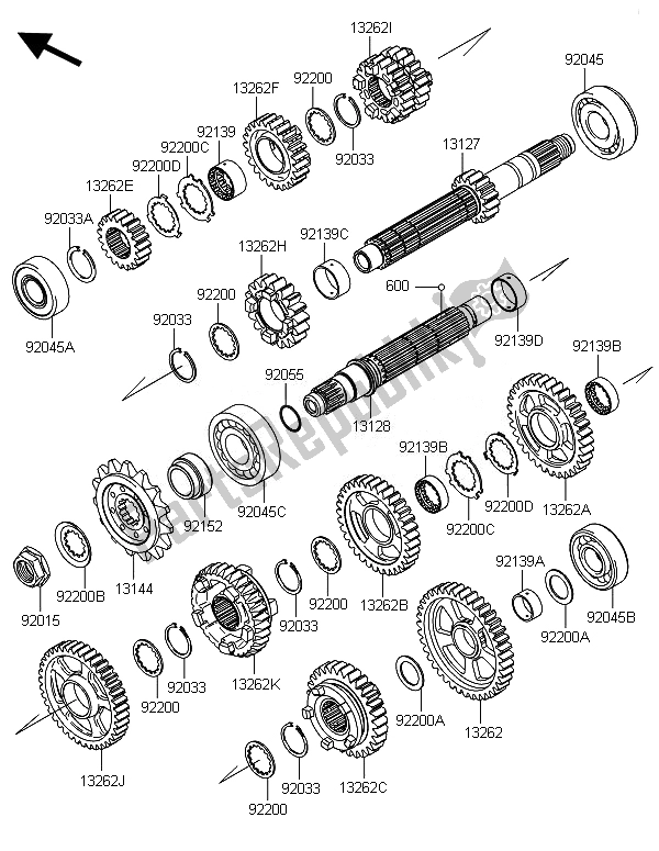 All parts for the Transmission of the Kawasaki Ninja ZX 10R 1000 2014