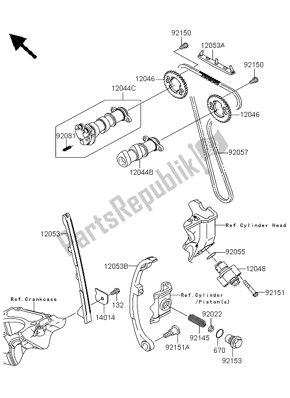 All parts for the Camshaft & Tensioner of the Kawasaki KLX 250 2009