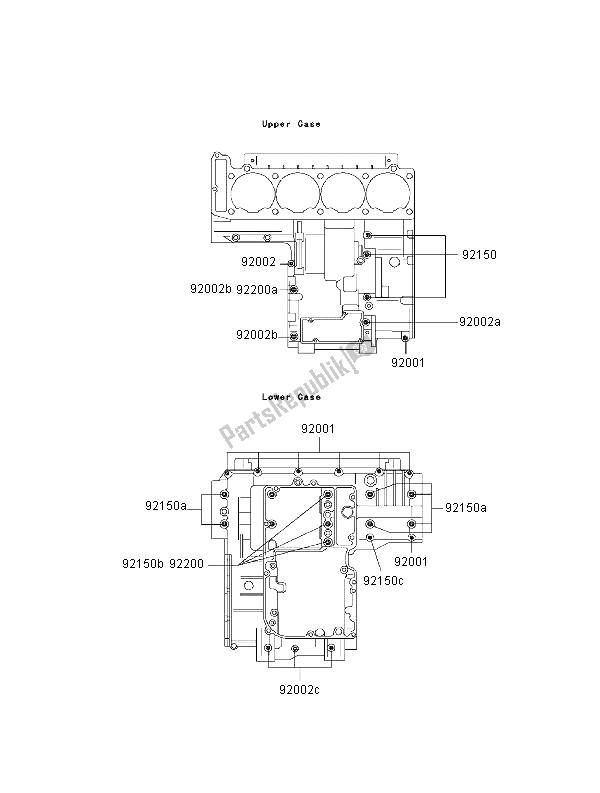 All parts for the Crankcase Bolt Pattern of the Kawasaki ZRX 1100 2000