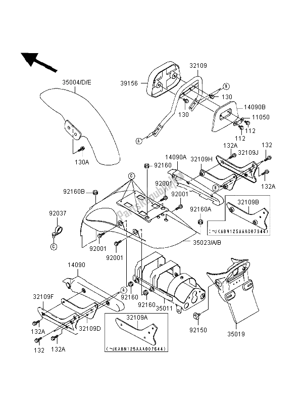 All parts for the Fenders of the Kawasaki Eliminator 125 1998