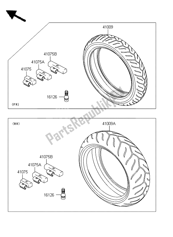 All parts for the Tires of the Kawasaki Z 750 2009