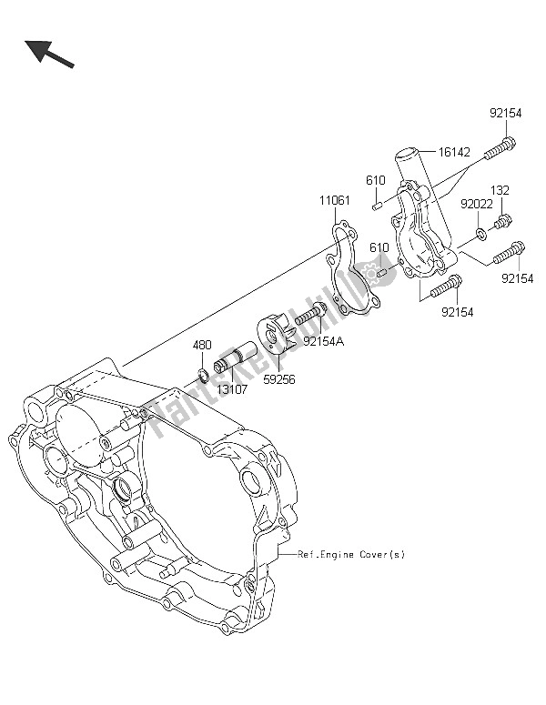 All parts for the Water Pump of the Kawasaki KLX 450R 2016