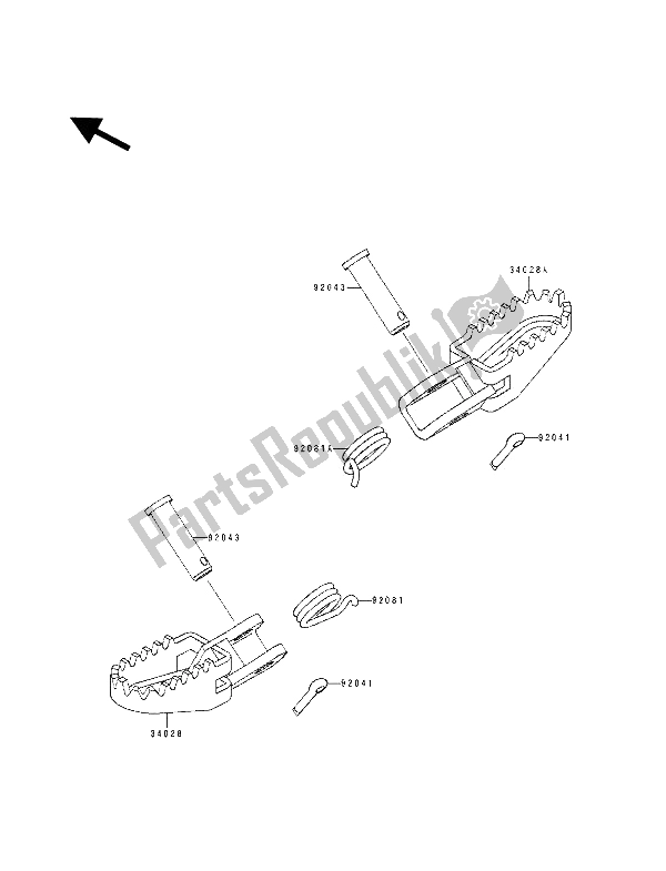 All parts for the Step of the Kawasaki KX 60 1991