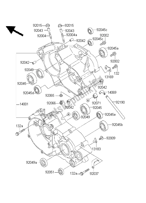 Toutes les pièces pour le Carter du Kawasaki KX 85 LW 2003