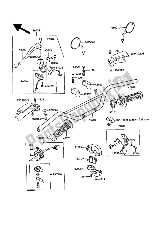 Tutte le parti per il Manubrio del Kawasaki KLR 650 1987