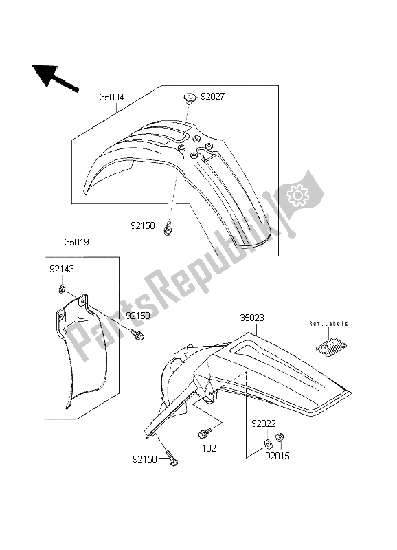 All parts for the Fenders of the Kawasaki KX 250 1995