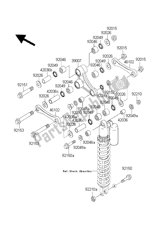 All parts for the Suspension of the Kawasaki KX 125 2003