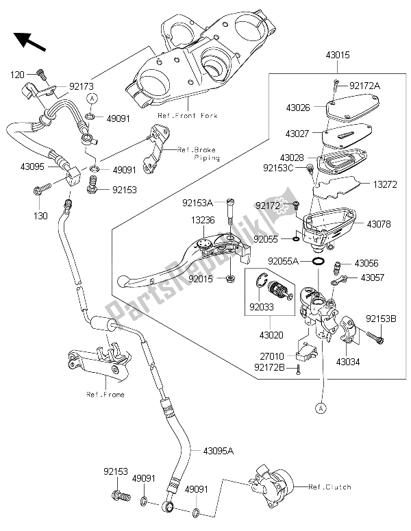 All parts for the Clutch Master Cylinder of the Kawasaki 1400 GTR ABS 2015