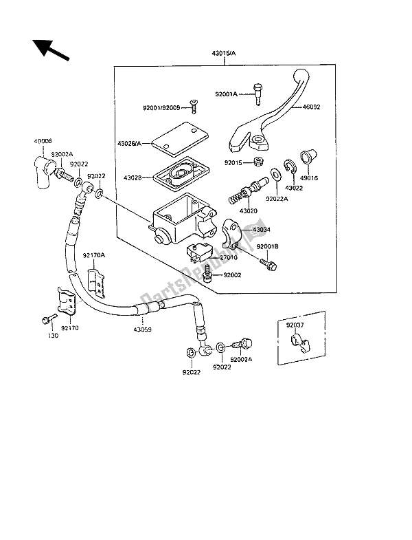 Tutte le parti per il Pompa Freno Anteriore del Kawasaki KLR 250 1991