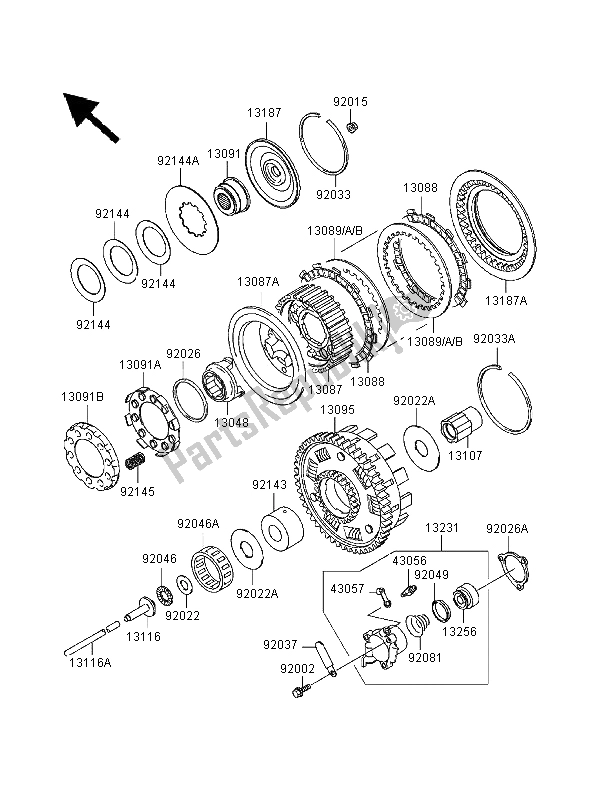 All parts for the Clutch of the Kawasaki VN 1500 Classic Tourer 1998