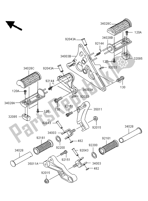 Toutes les pièces pour le Repose-pieds du Kawasaki VN 1600 Mean Streak 2007