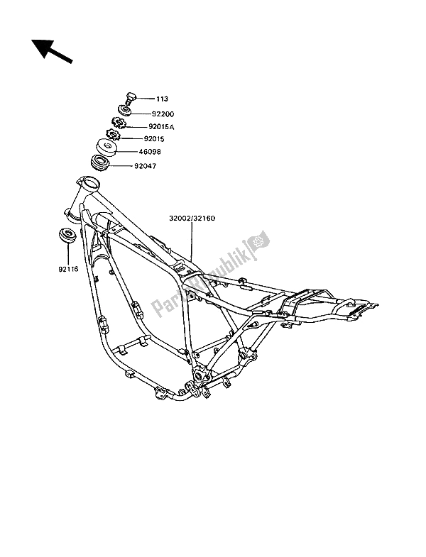 Tutte le parti per il Telaio del Kawasaki GT 750 1994