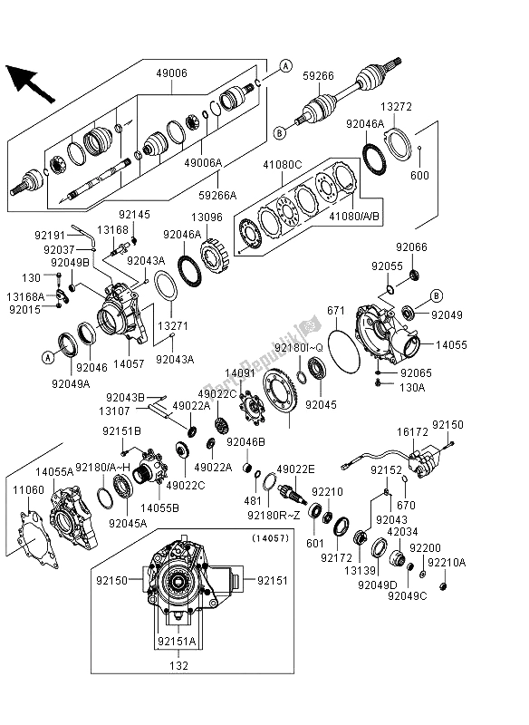 All parts for the Drive Shaft Front of the Kawasaki KVF 360 4X4 2013