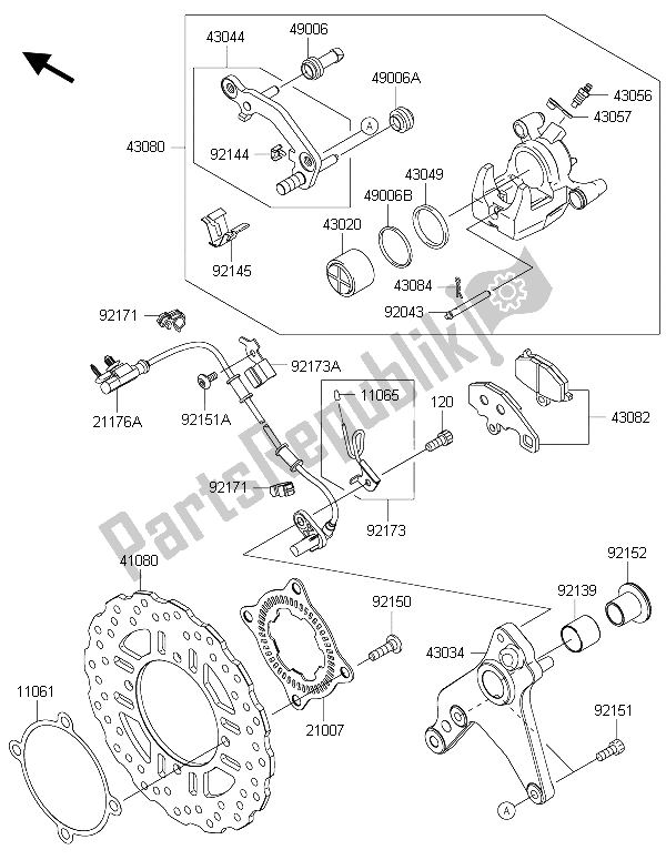 Alle onderdelen voor de Achterrem van de Kawasaki Z 1000 SX 2015