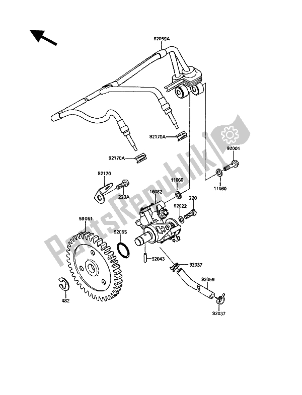 Tutte le parti per il Pompa Dell'olio del Kawasaki KR 1 250 1990