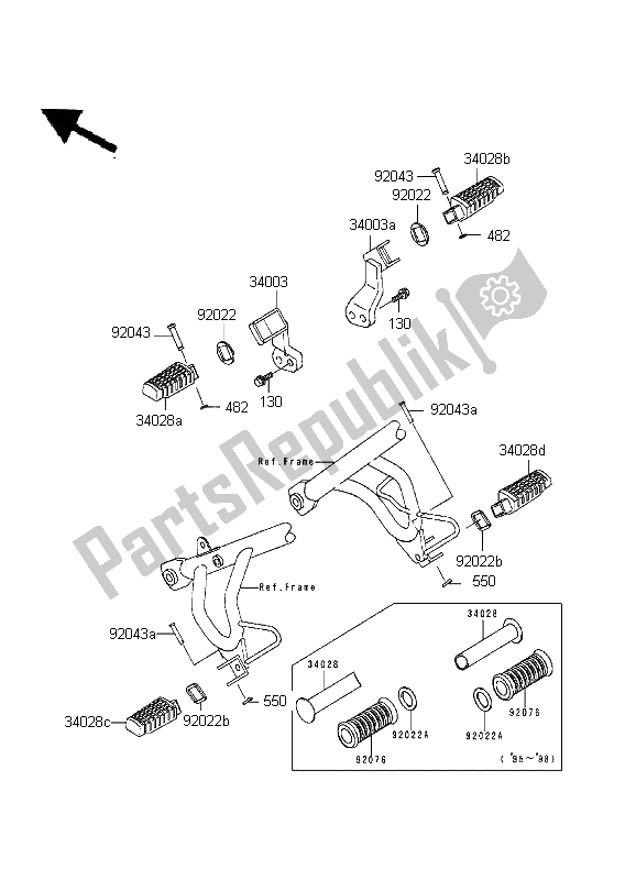 Tutte le parti per il Poggiapiedi del Kawasaki KLR 650 1999