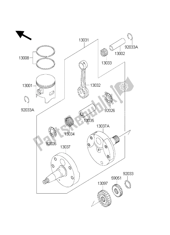 All parts for the Crankshaft & Piston(s) of the Kawasaki KX 250 2004