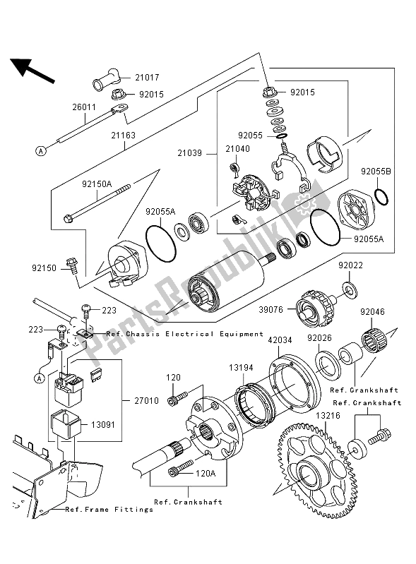 All parts for the Starter Motor of the Kawasaki VN 1500 Mean Streak 2002