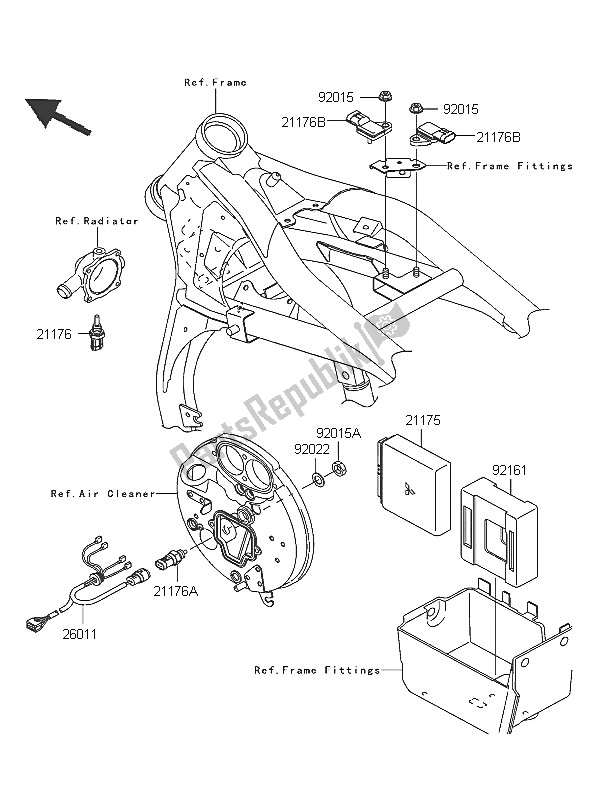 All parts for the Fuel Injection of the Kawasaki VN 1600 Mean Streak 2005