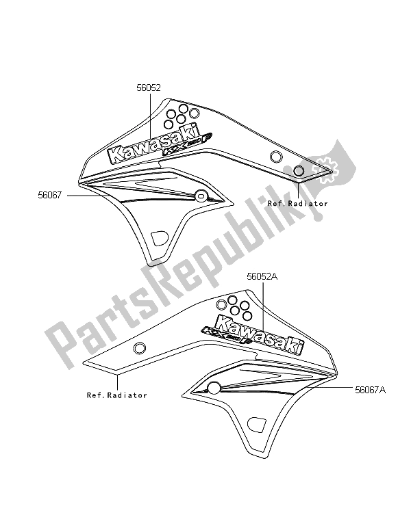 Wszystkie części do Piktogramy Kawasaki KX 250F 2006