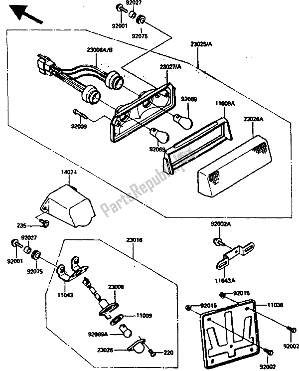 Tutte le parti per il Lampada Di Coda del Kawasaki GPZ 600 1985