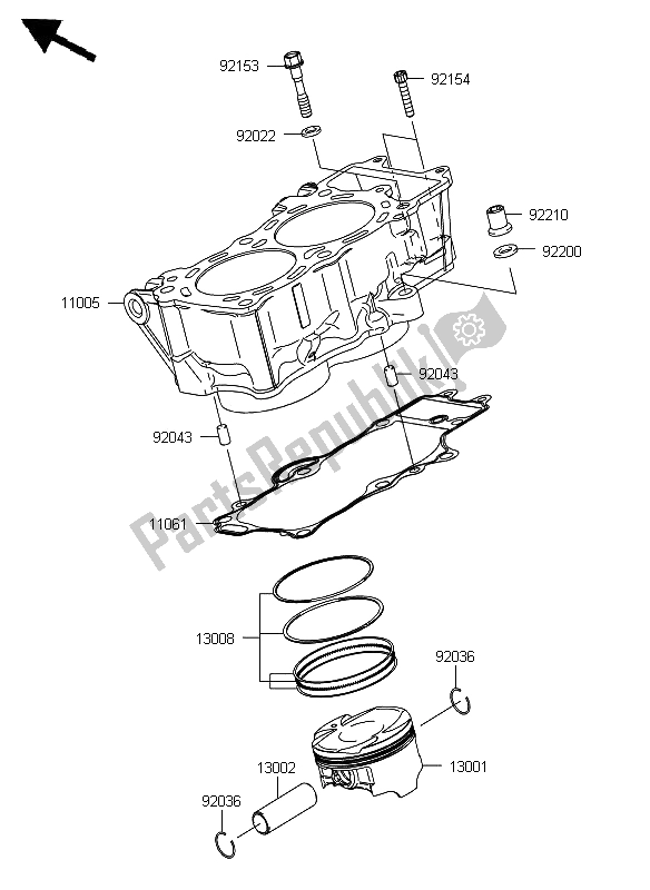 Toutes les pièces pour le Cylindre Et Piston du Kawasaki ER 6F 650 2012