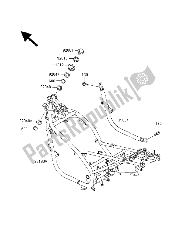 All parts for the Frame of the Kawasaki ER 500 1999