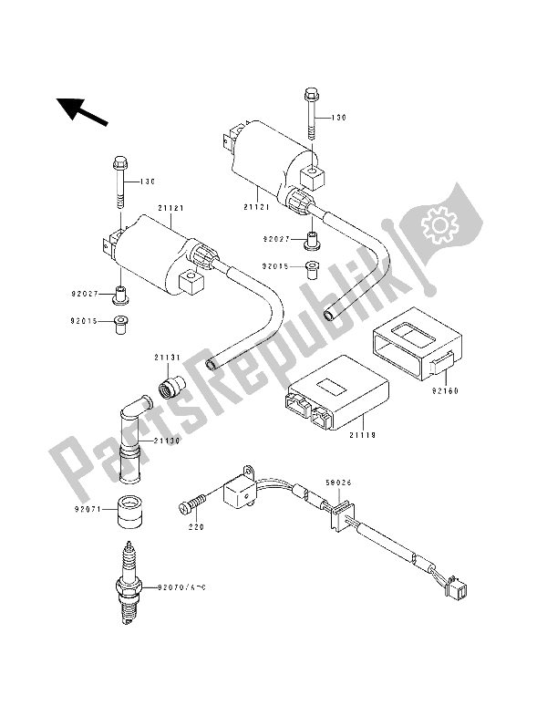 Tutte le parti per il Sistema Di Accensione del Kawasaki KLE 500 1991