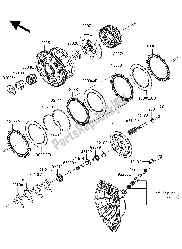 All parts for the Clutch of the Kawasaki Ninja ZX 6R 600 2010