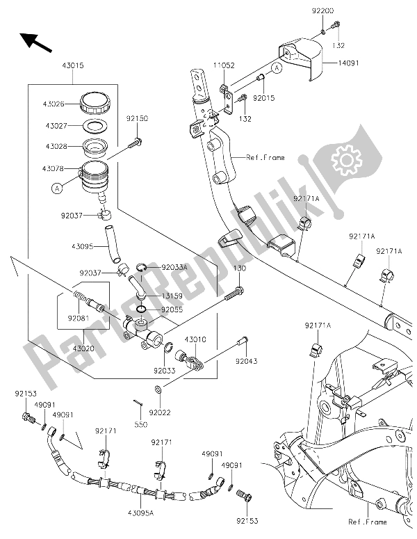 All parts for the Rear Master Cylinder of the Kawasaki Vulcan 900 Classic 2015