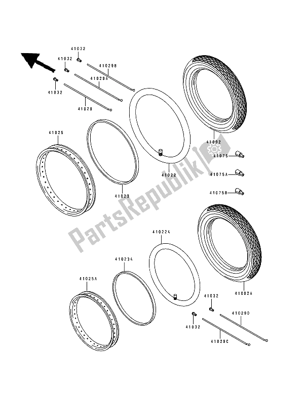 Alle onderdelen voor de Banden van de Kawasaki Estrella 250 1994