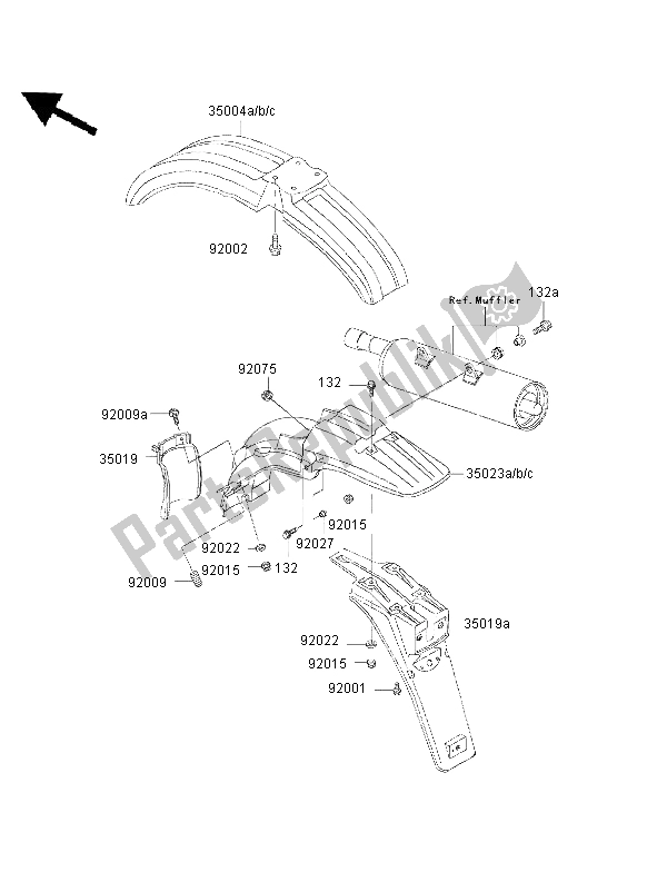 Tutte le parti per il Parabordi del Kawasaki KMX 125 1999