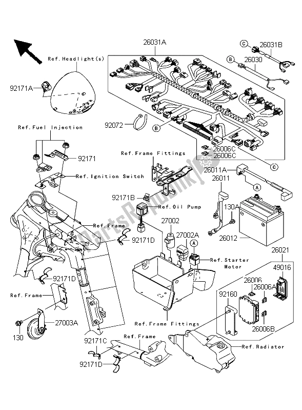 Tutte le parti per il Equipaggiamento Elettrico Del Telaio del Kawasaki VN 1600 Classic 2004
