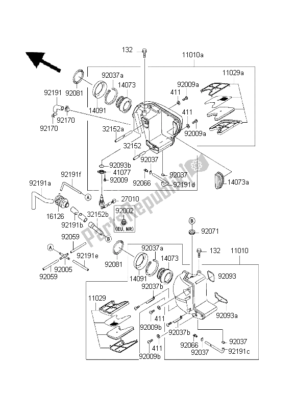 Tutte le parti per il Filtro Dell'aria del Kawasaki W 650 1999