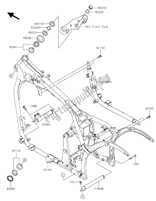 All parts for the Frame of the Kawasaki Vulcan 900 Classic 2015