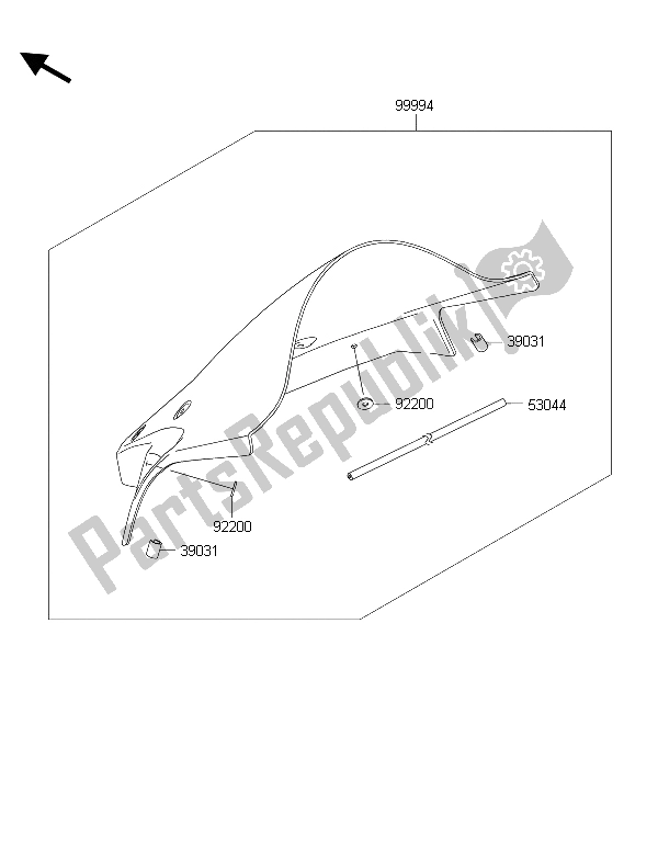 Alle onderdelen voor de Accessoire (windscherm) van de Kawasaki Ninja ZX 10R ABS 1000 2015