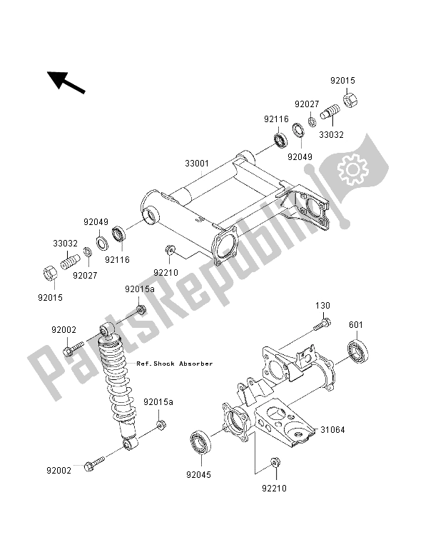 Todas las partes para Basculante de Kawasaki KVF 400 4X4 2002