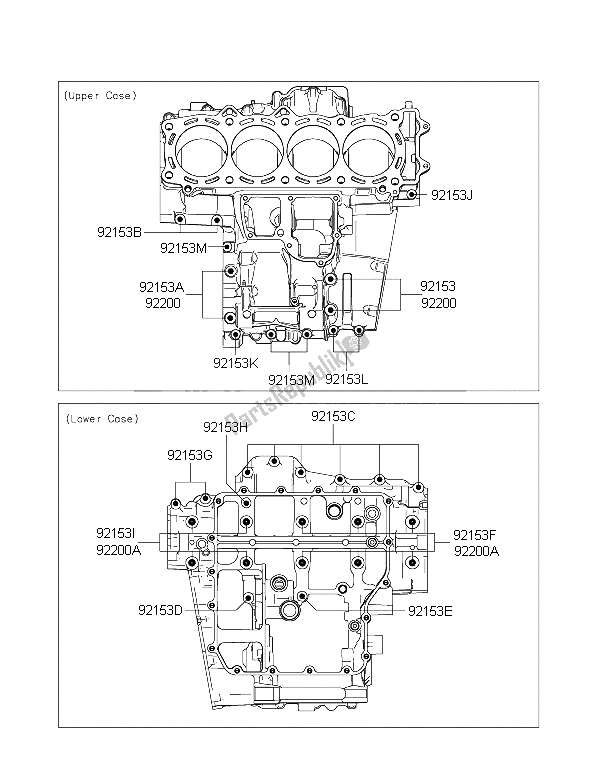 All parts for the Crankcase Bolt Pattern of the Kawasaki 1400 GTR ABS 2016