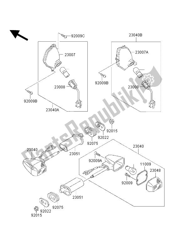 Tutte le parti per il Indicatori Di Direzione del Kawasaki 1000 GTR 1996