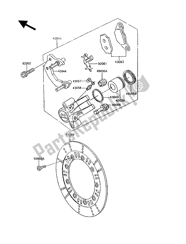 Tutte le parti per il Freno Anteriore del Kawasaki KLR 600 1991