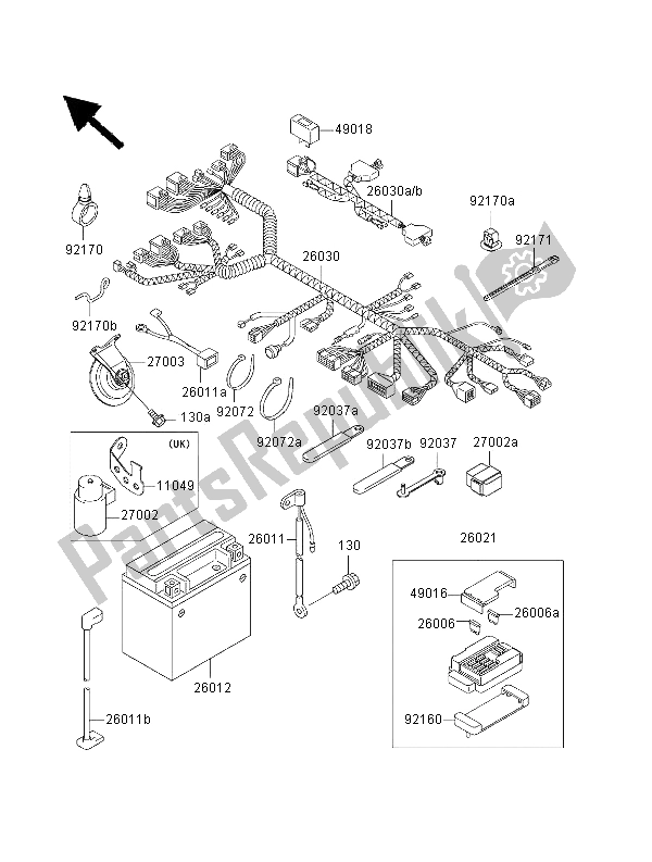 Tutte le parti per il Equipaggiamento Elettrico Del Telaio del Kawasaki Ninja ZX 7R 750 2000