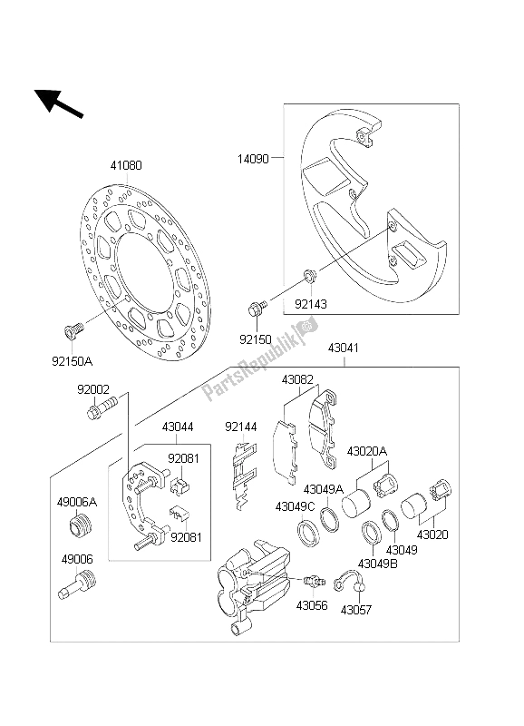 Tutte le parti per il Freno Anteriore del Kawasaki KLE 500 2003