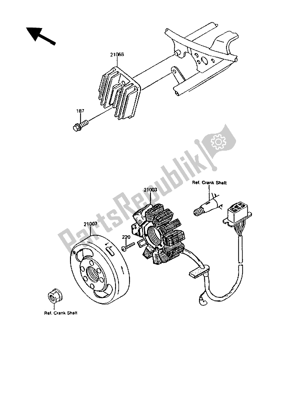 Todas as partes de Gerador do Kawasaki KMX 200 1989