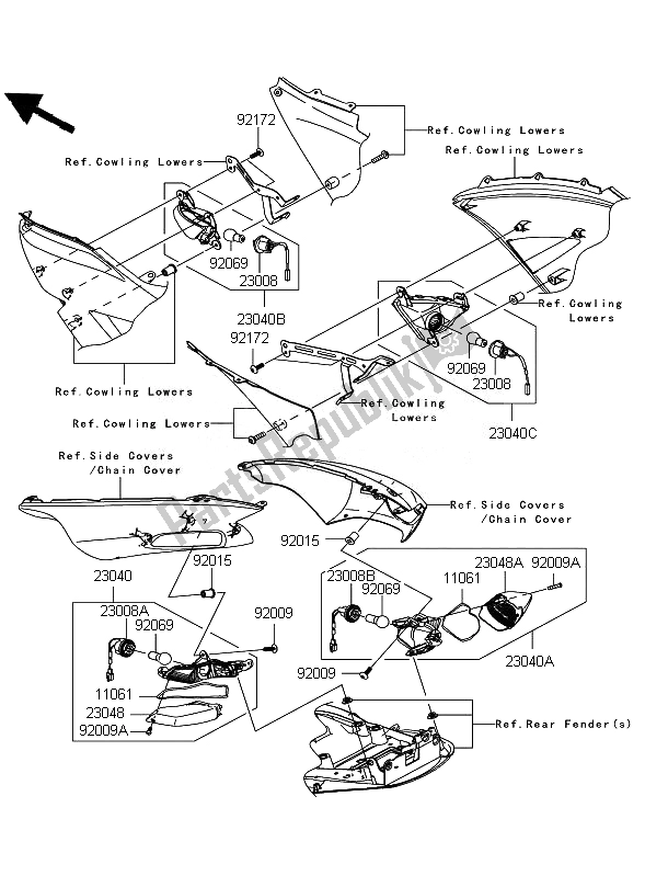 All parts for the Turn Signals of the Kawasaki ZZR 1400 2007