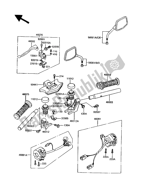 Todas las partes para Manillar de Kawasaki GT 550 1994